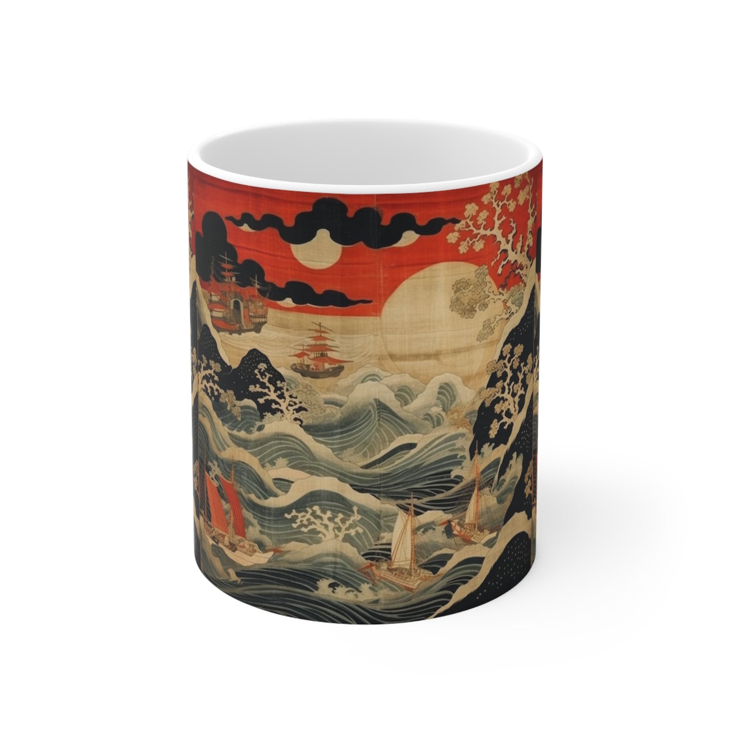 Ceramic Mug: Artistic Fusion - Where Japanese Tapestry Meets the Perfect Coffee Mug