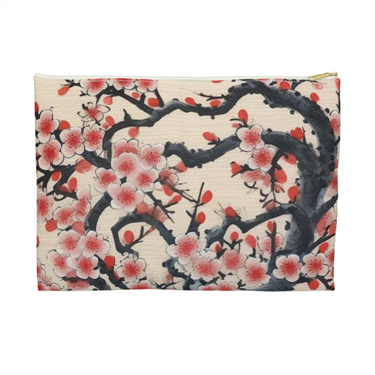 Enchanting Petal Symphony: Accessory Pouch Celebrating Cherry Blossom Tree Drawings