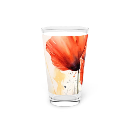 Whimsical Poppy Flower Watercolor Pint Glass: An Artistic Delight