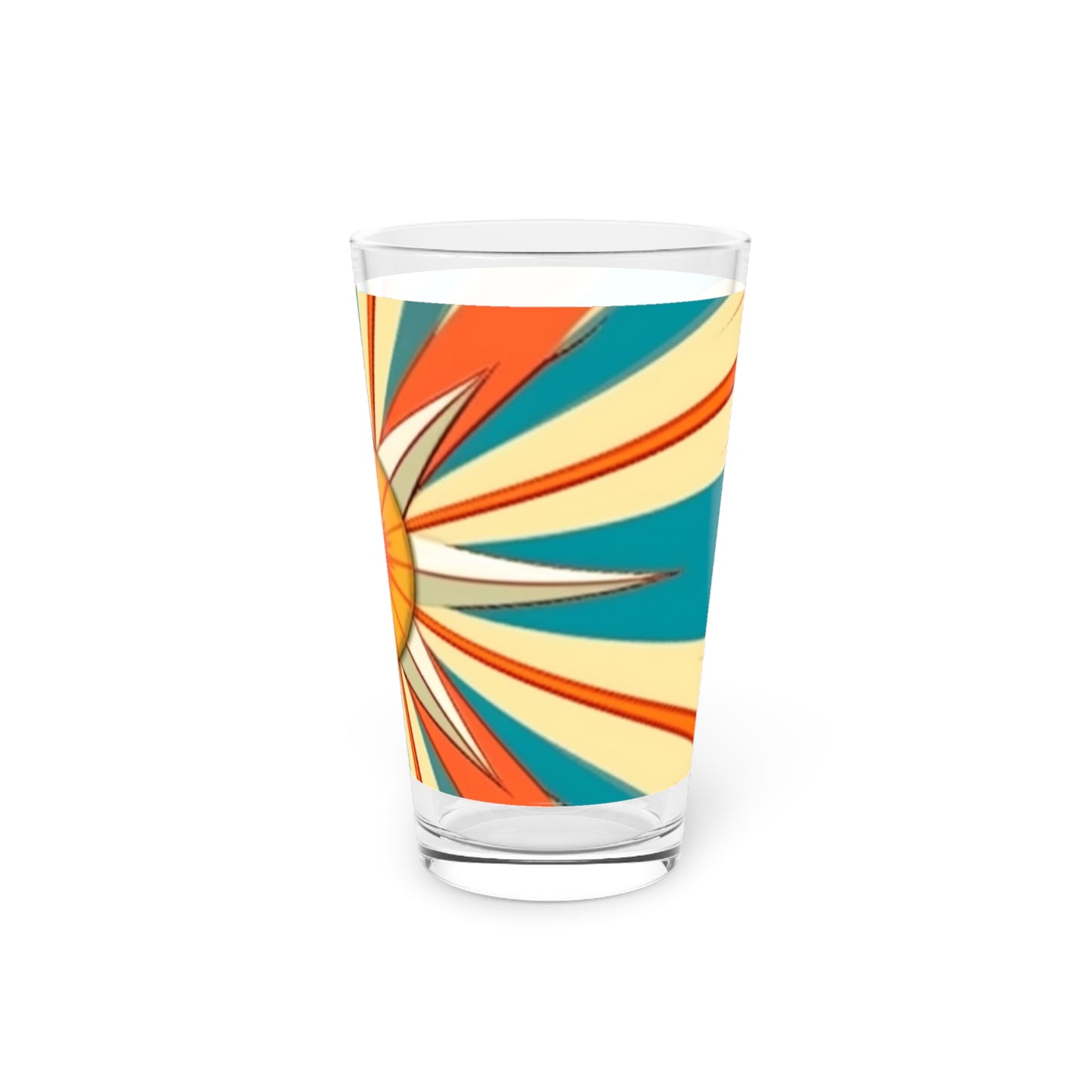 Abstract Art in Starburst Candy Colored Atomic Age Pint Glass