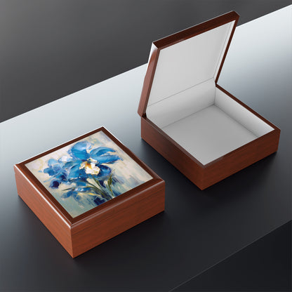 Embrace Artistic Expression with Blue Orchid Abstract Painting Jewelry Box