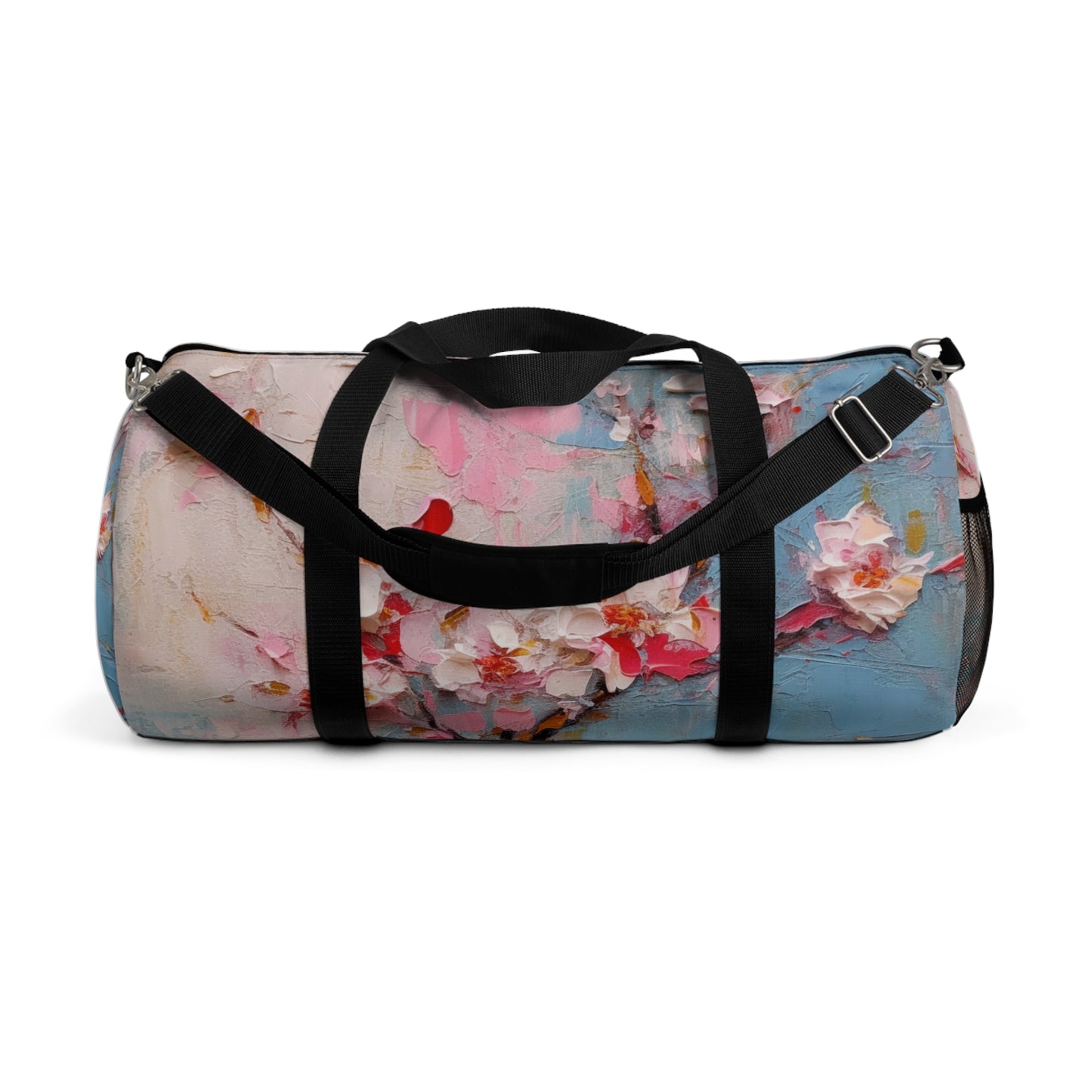 Abstract Backgrounds Duffel Bag: Tranquil Hues and Cherry Blossom Charm