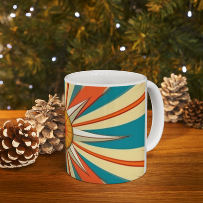 Midcentury Delight: Modern Abstract Art Mug with Starburst Candy Colored Accents for the Perfect Coffee Experience