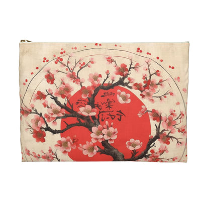 Nature's Brushstrokes: Accessory Pouch Featuring Captivating Cherry Blossom Drawings