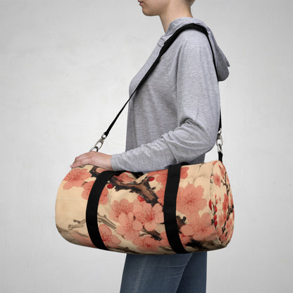 Floral Fusion: Duffel Bag Merging Cherry Blossom Beauty and Artistic Flower Drawings