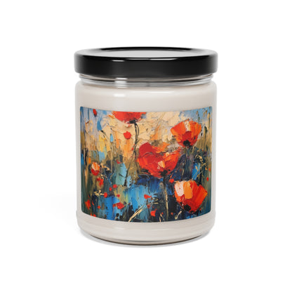 Scented Soy Candle Paradise: Abstract Poppy Artwork and Flower Drawings