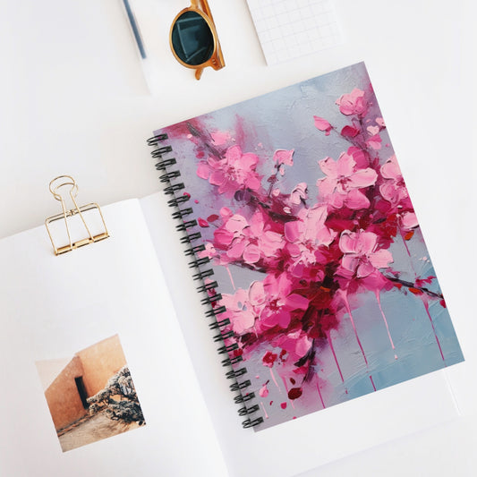 Spiral Notebook with Cherry Blossom Art