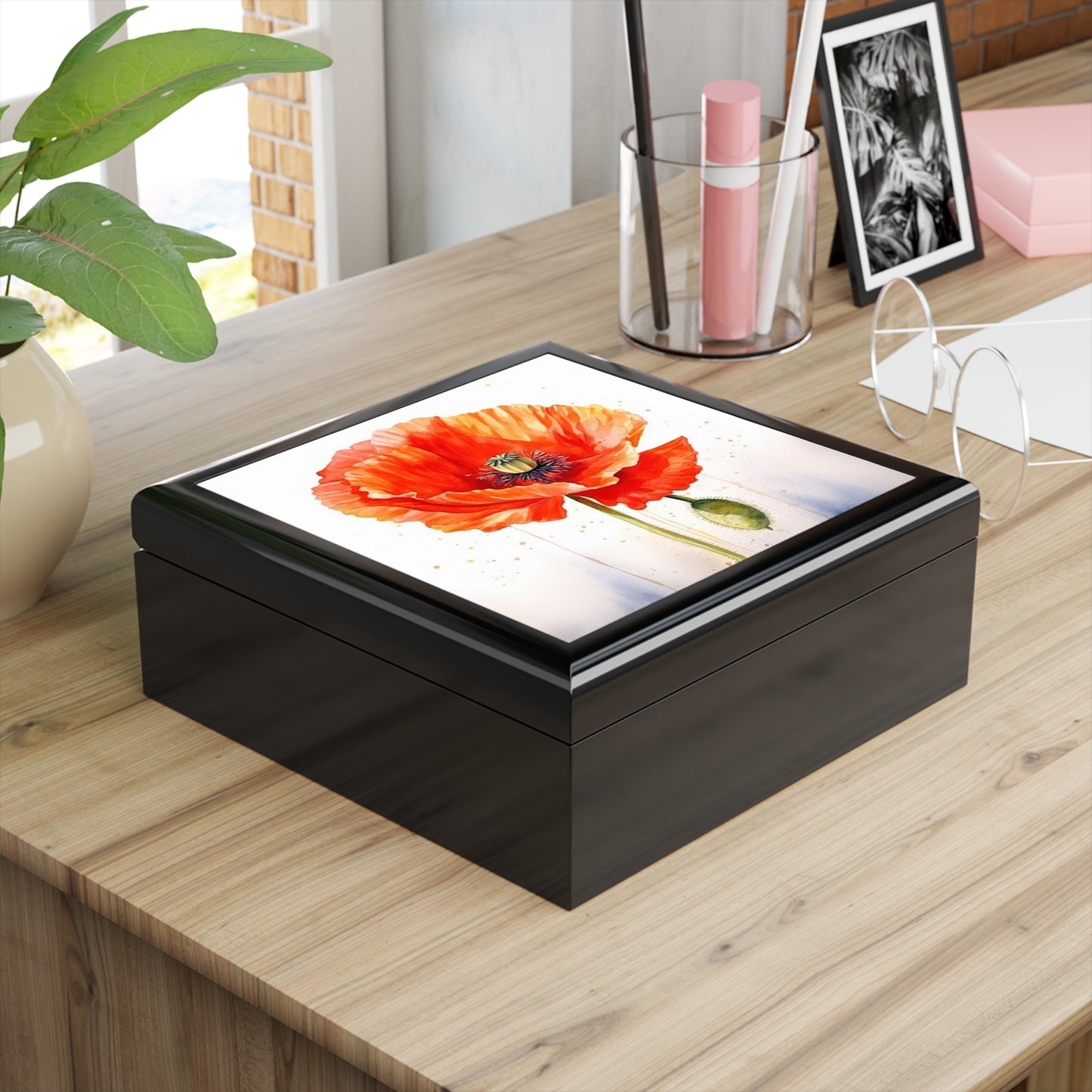 Watercolor Poppy Garden Jewelry Box: Unleash the Beauty of Nature