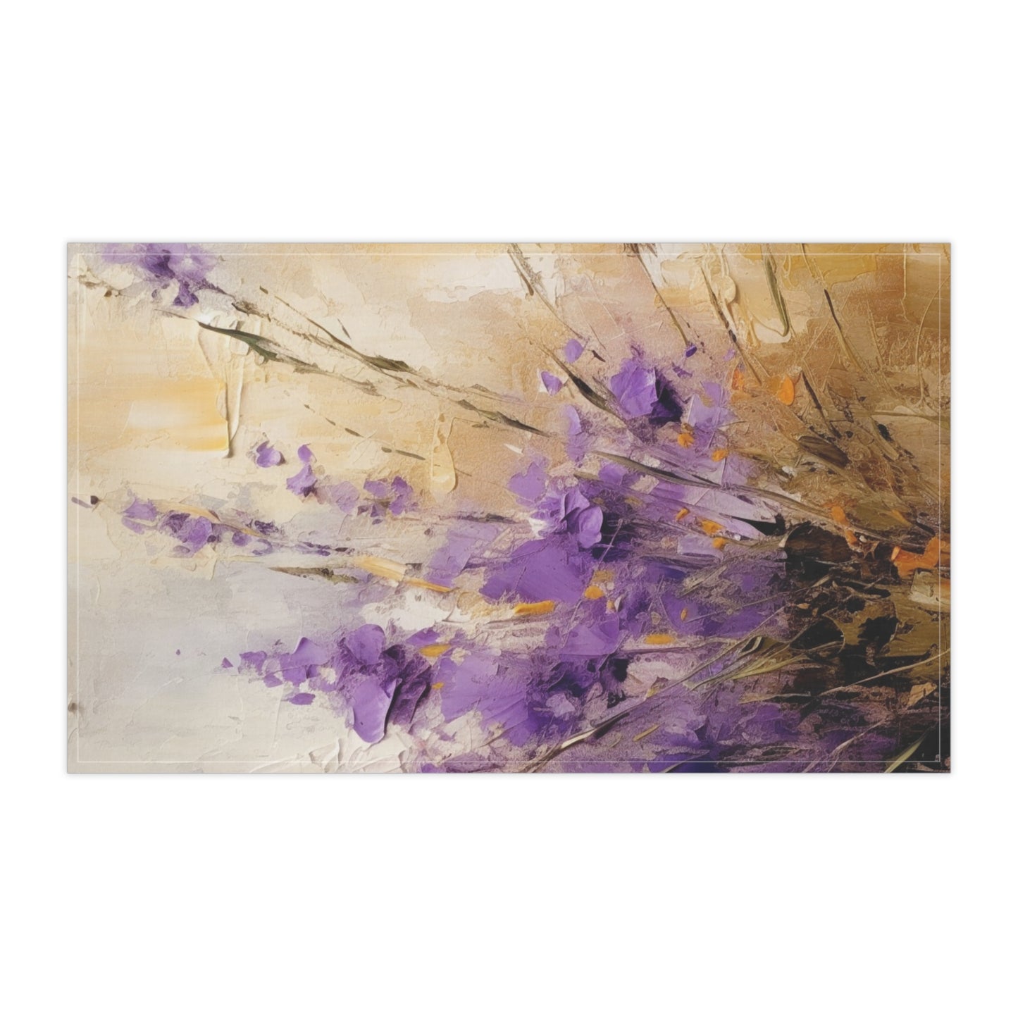 Expressive Lavender Drawing on Kitchen Towel: A Symphony of Colors and Petals