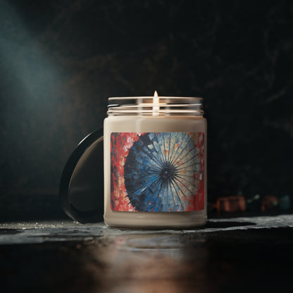 Scented Soy Candle with Abstract Brushstrokes: Painting with a Twist, Japanese Umbrella Edition