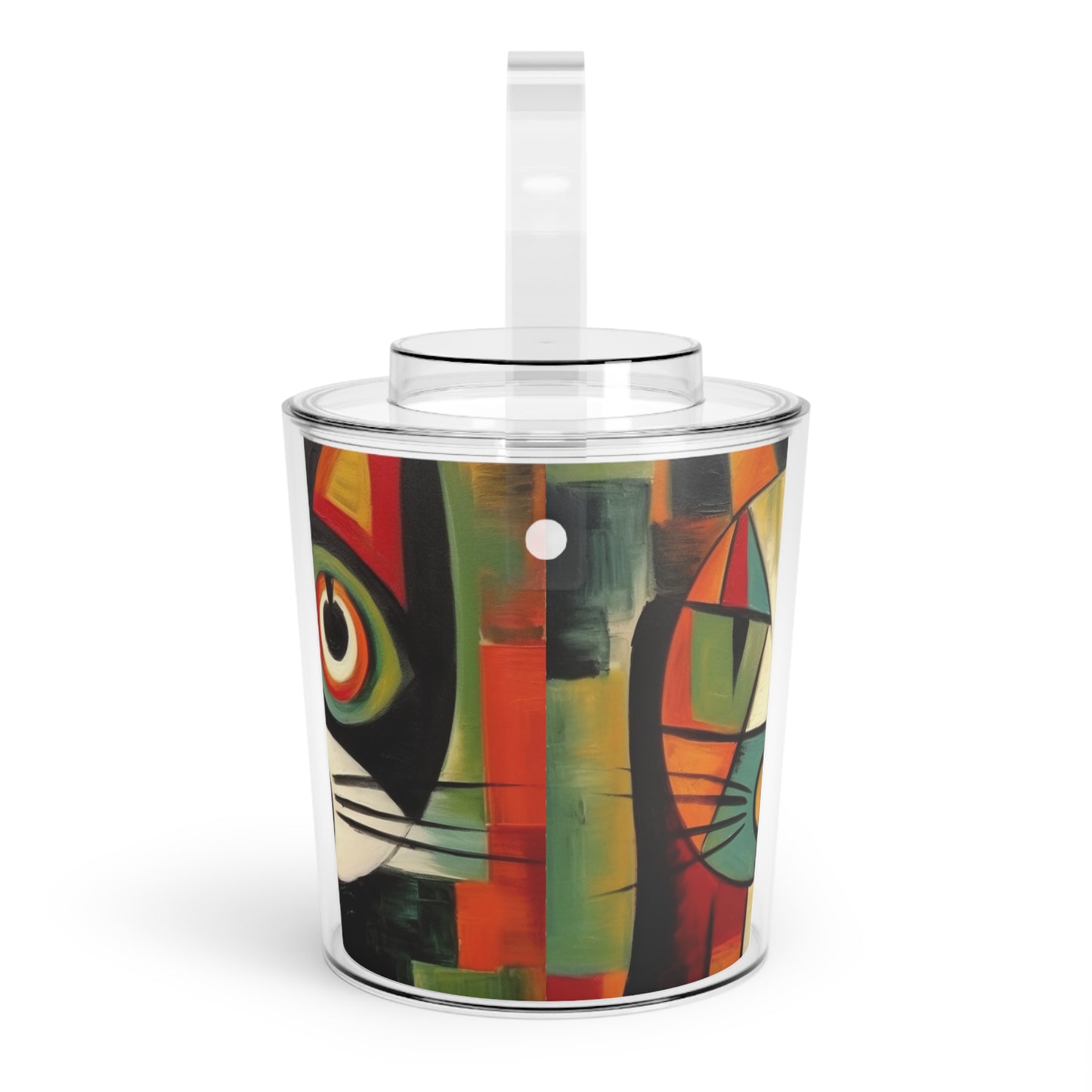 Picasso's Retro Gallery: Midcentury Modern Ice Bucket with Tongs with Vintage Fashion and Artistic Touch