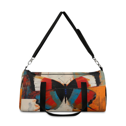 Bauhaus-Inspired Butterfly Symphony: Duffel Bag  with Vibrant Colors and Intricate Details