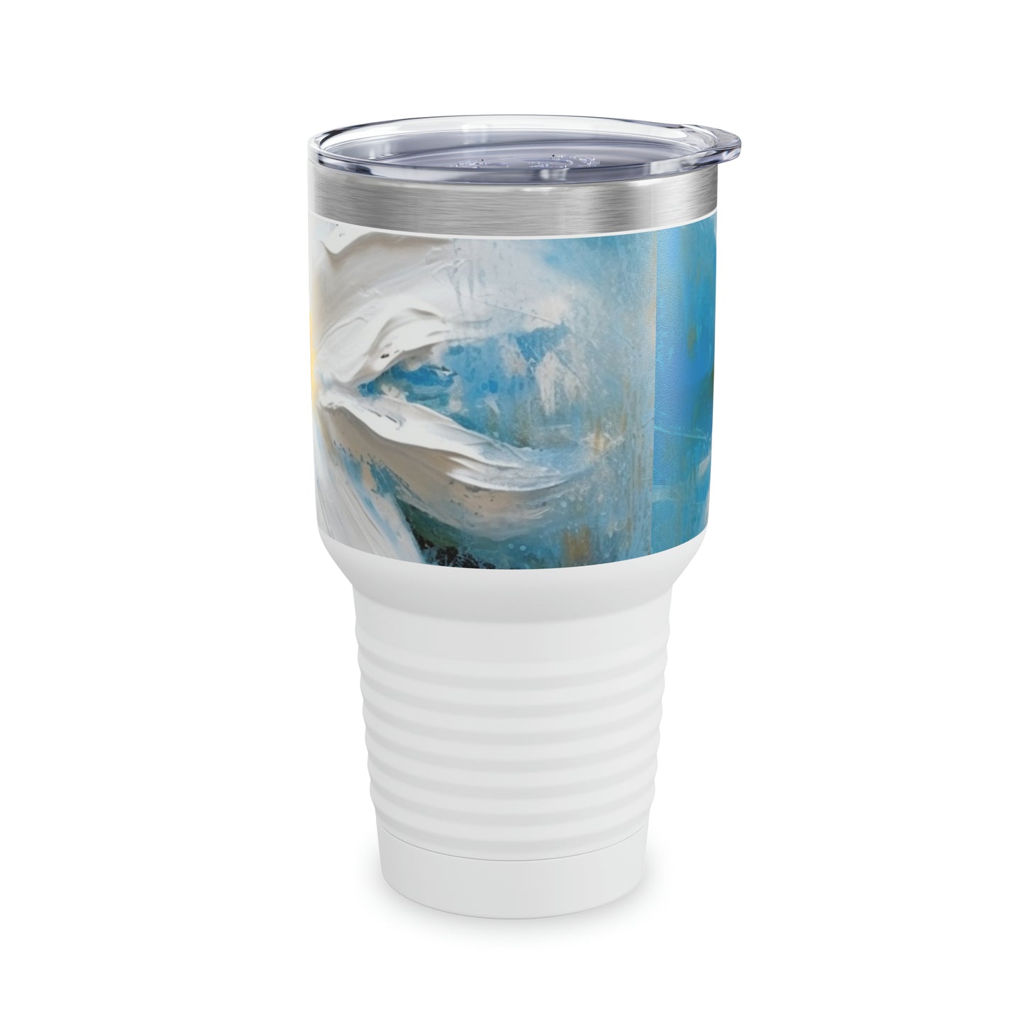 Abstract Jasmine: Ringneck Tumbler with Floral Oil Painting