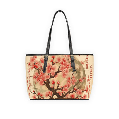 Whimsical Blossom Dreams: PU Leather Shoulder Bag with Delightful Flower Drawings and Cherry Blossoms