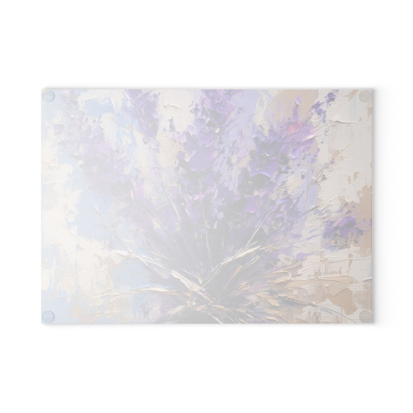 Vibrant Lavender Art on Glass Cutting Board : A Floral Delight for Your Senses