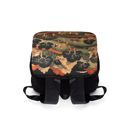 Tapestry Treasures: Japanese-inspired Unisex Casual Shoulder Backpack for Art Lovers