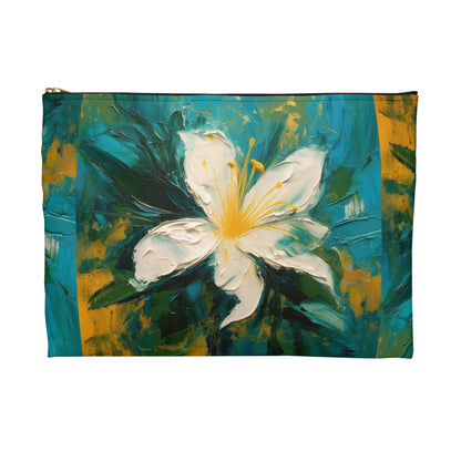 Floral Symphony: Accessory Pouch featuring an Abstract Oil Painting of Jasmine