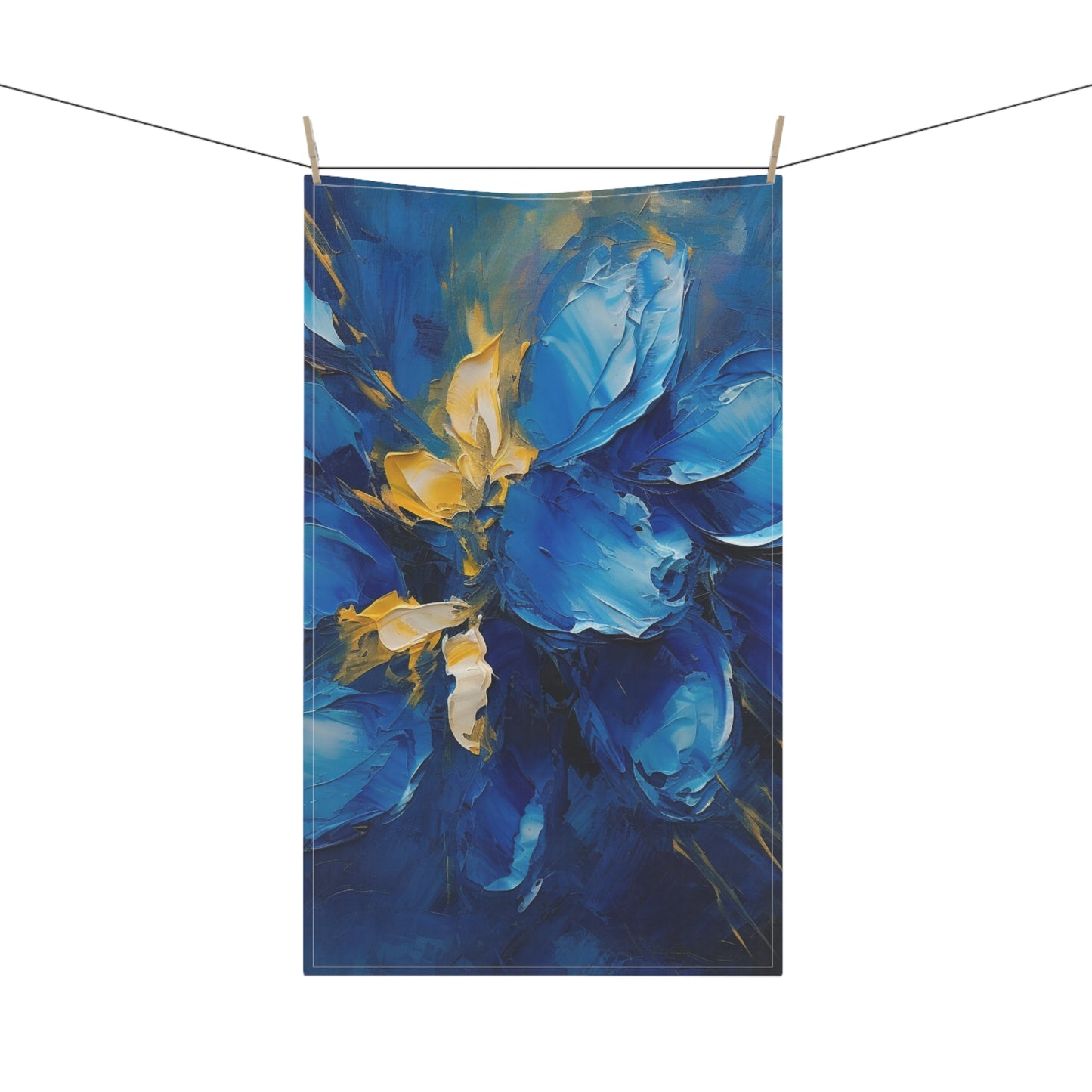 Abstract Wallpaper Kitchen Towel: Immersive Floral Beauty with Blue Orchid Motif