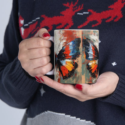 Ceramic Mug with Bauhaus Butterfly Drawing: A Harmonious Blend of Art and Functionality