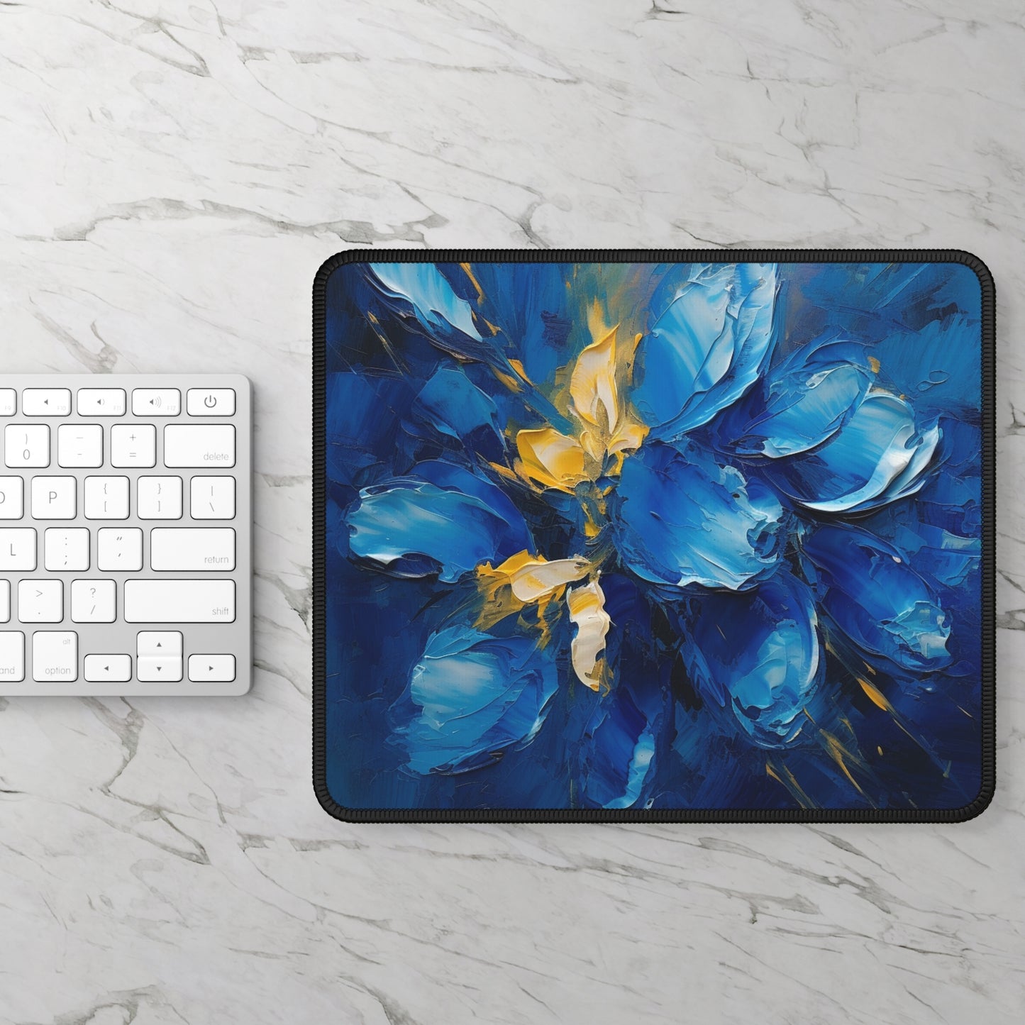 Abstract Wallpaper Gaming Mouse Pad: Immersive Floral Beauty with Blue Orchid Motif