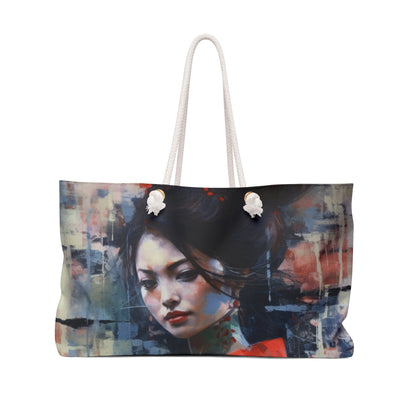 Geisha Dreams Abstract Weekender Bag: Artistic Journey through Japanese Elegance