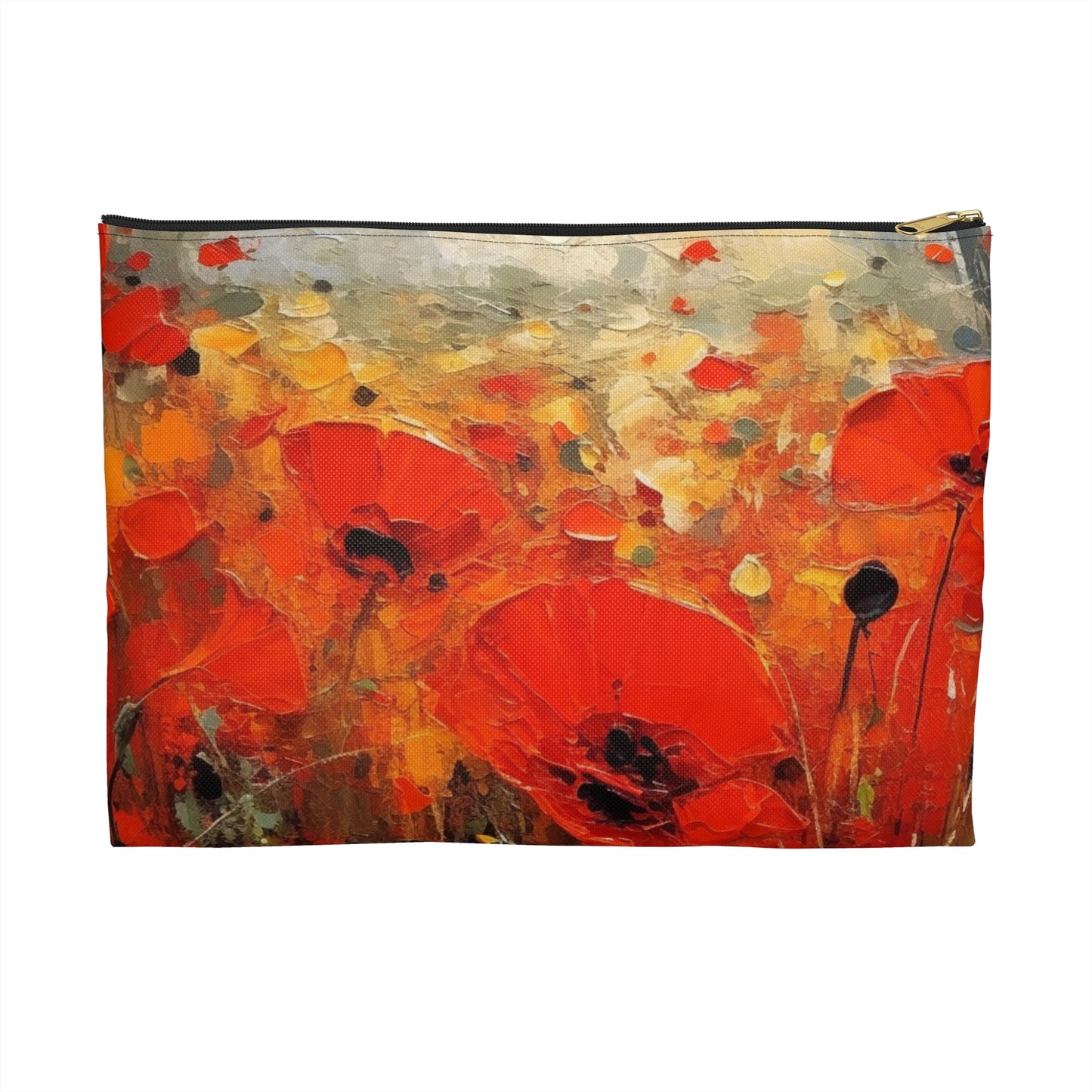 Whimsical Poppy Art on Accessory Pouch