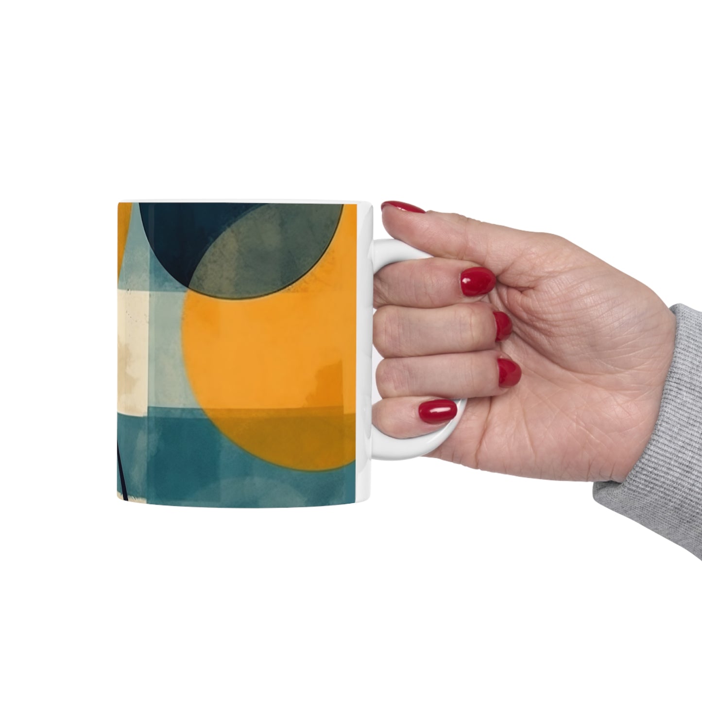 Retro Geometric Charm: Vintage Fashion-Inspired Coffee Mug with Midcentury Modern Touches