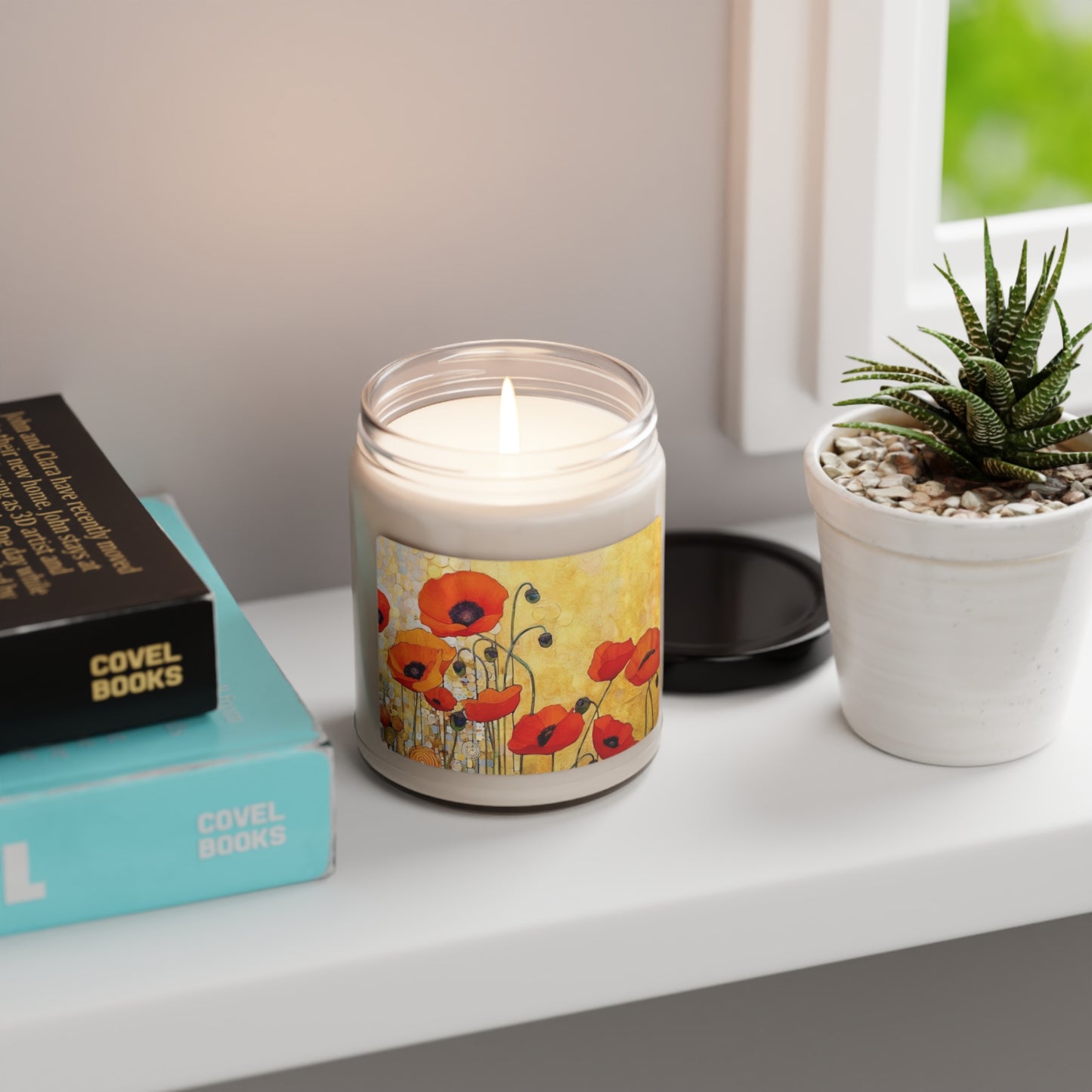 Elevate Your Style: Scented Soy Candle Adorned with Gustav Klimt's Poppies