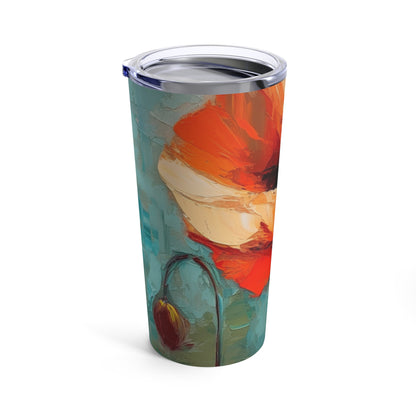 Tumbler with Red Poppy Drawing