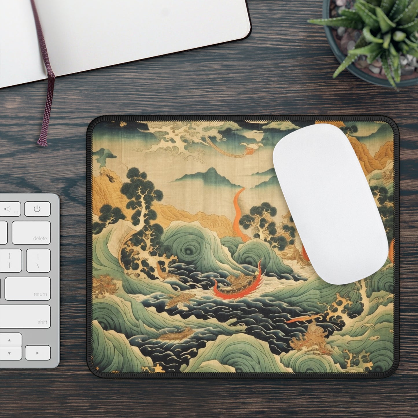 Harmony of the Elements: Japanese Tapestry-Inspired Gaming Mouse Pad