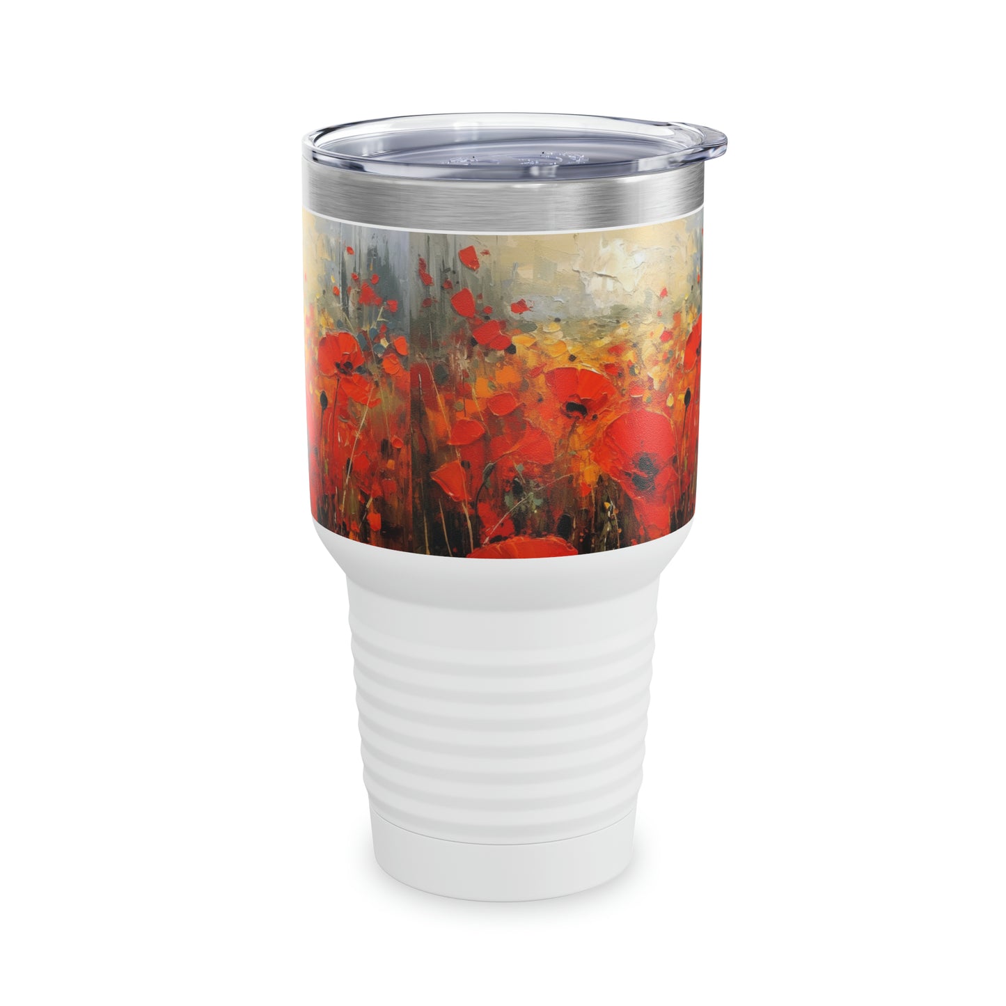 Whimsical Poppy Art on Ringneck Tumbler