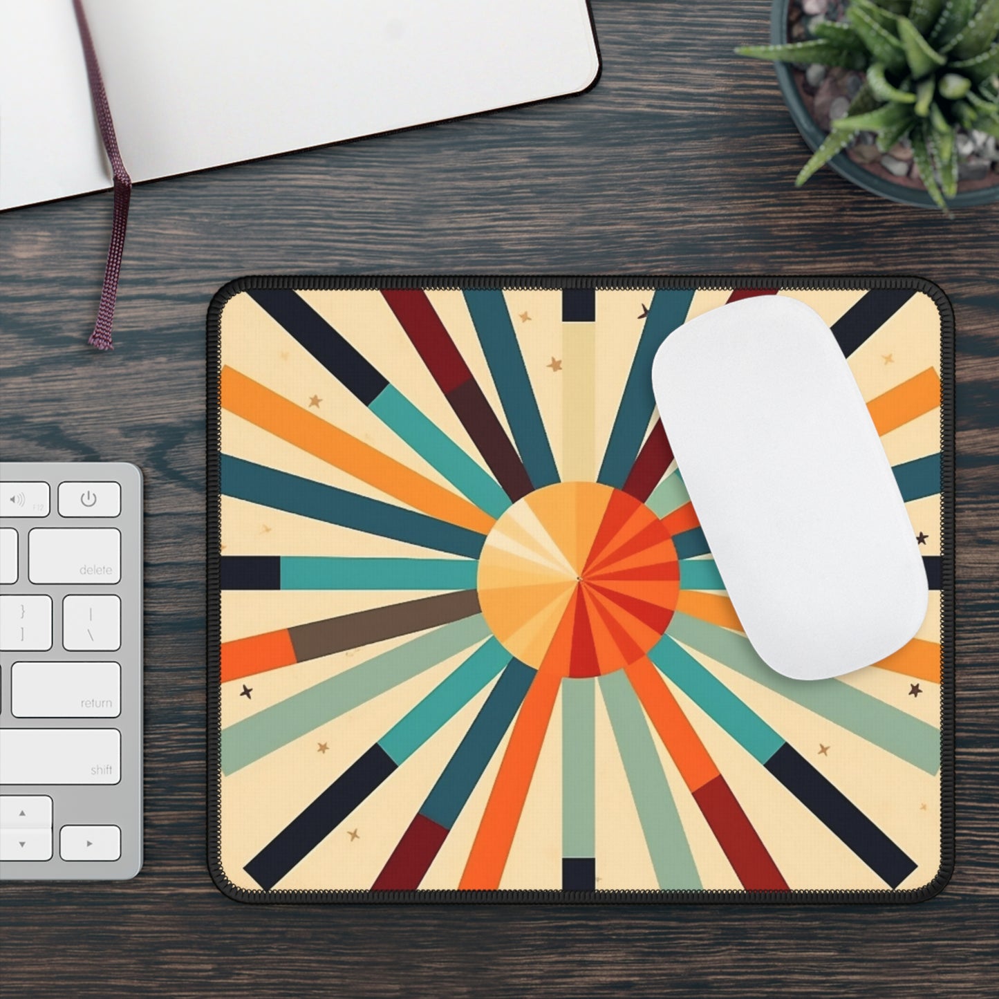 Artistic Abstractions: Starburst Candy Colored Gaming Mouse Pad for Modern Abstract Art Lovers