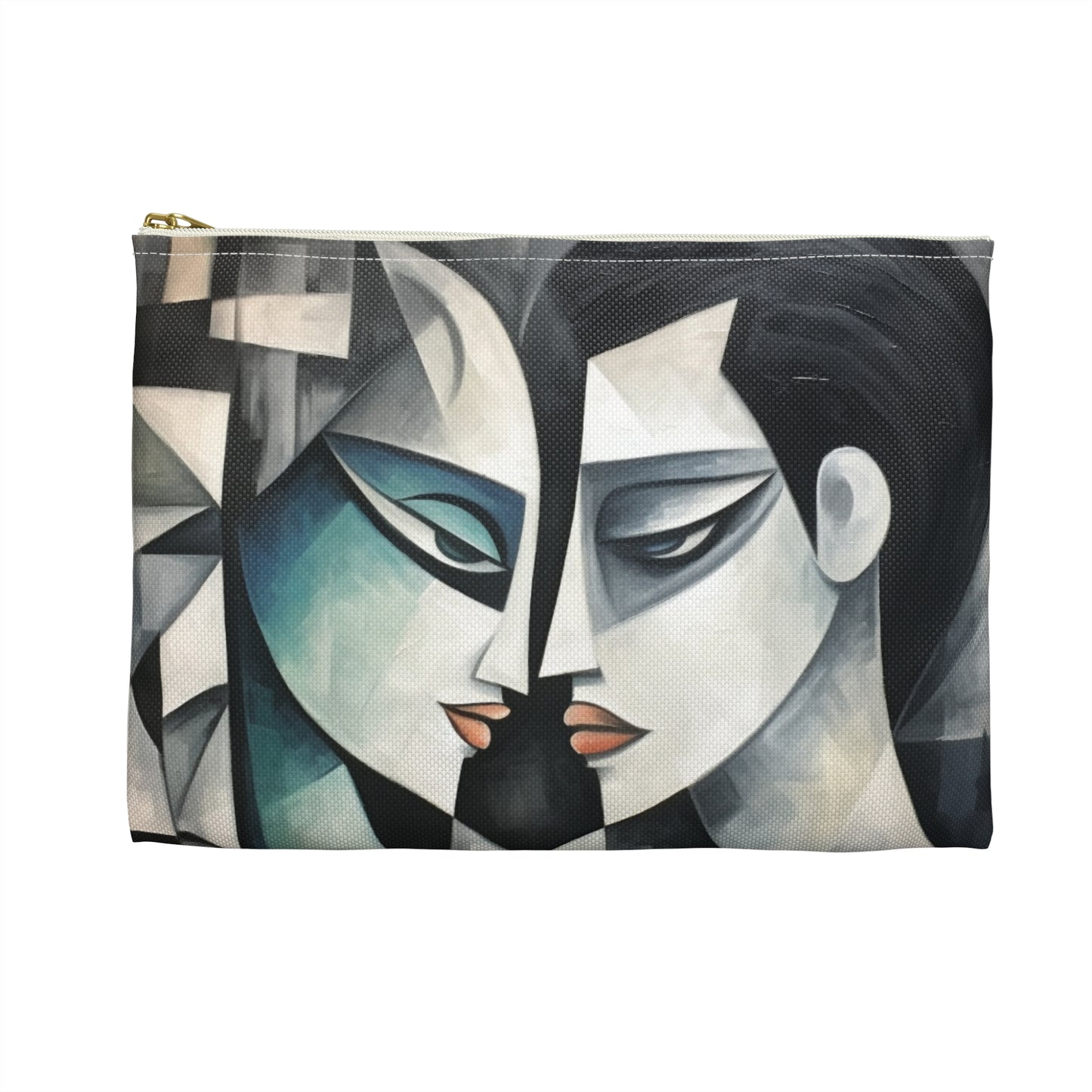 Accessory Pouch with Cubist Art: Finesse and Abstract Flair