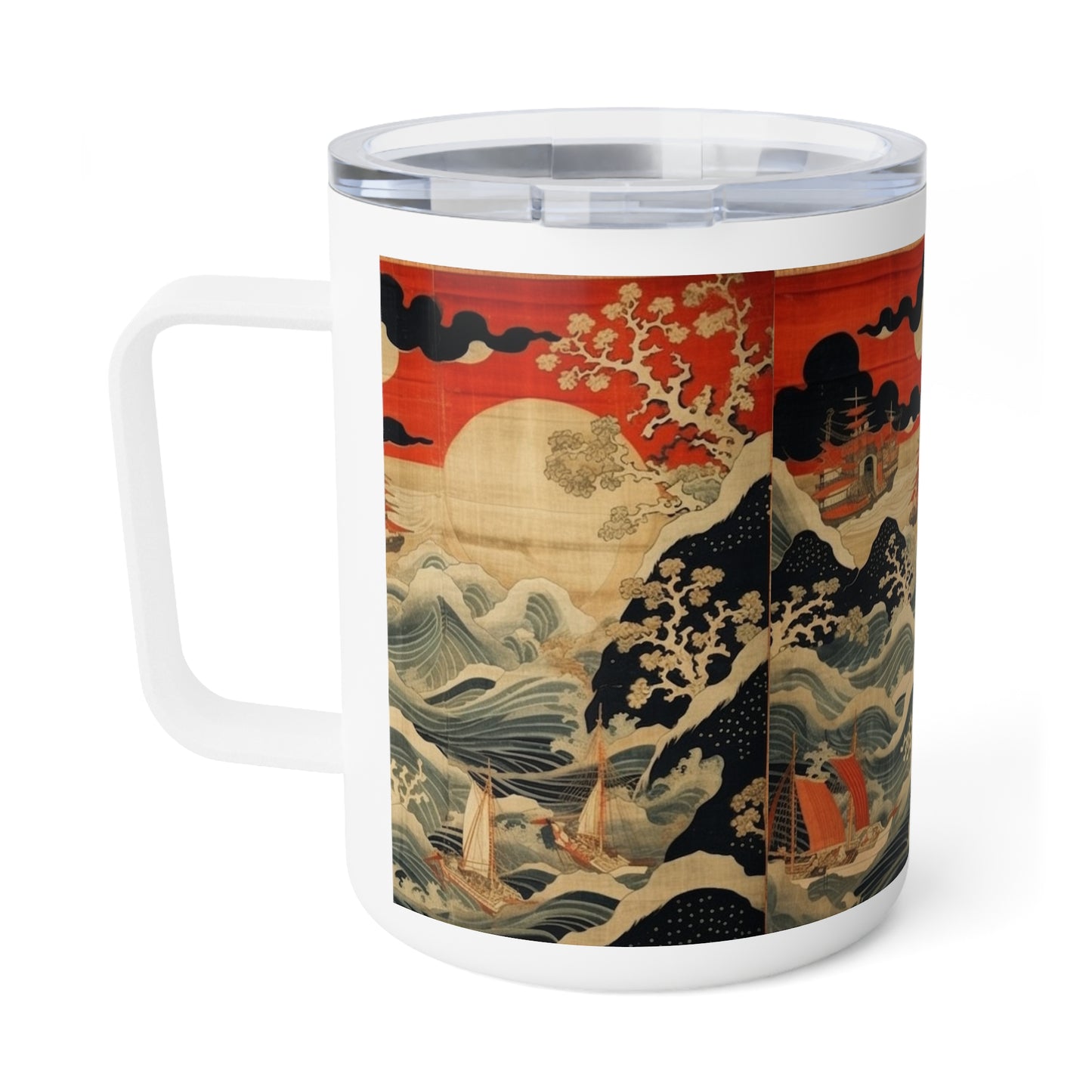 Polychrome Tapestry Elegance: Japanese Tapestry Insulated Coffee Mug