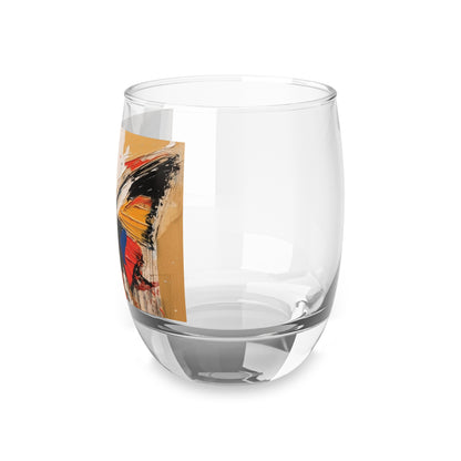 Abstract Bauhaus Design: Whiskey Glass with Butterfly-Inspired Brush Strokes