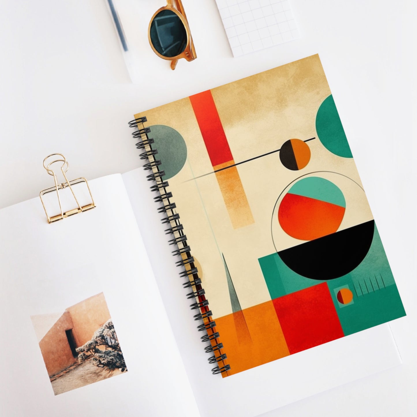 Modern Geometric Simplicity: Minimalist Spiral Notebook for Contemporary Home Decor