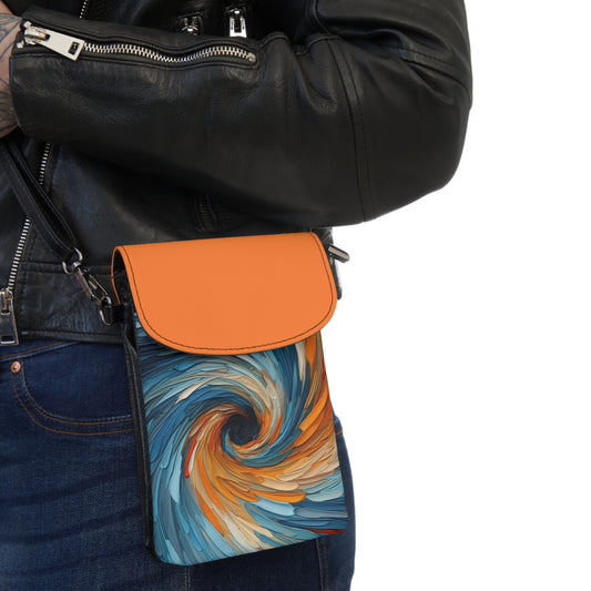 Vintage Fusion: Abstract Art and Midcentury Modern Small Cell Phone Wallet for Retro Charm