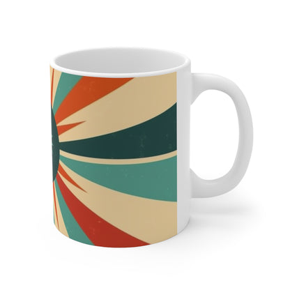 Vintage Revival: 1950s Fashion Mug with Midcentury Modern Flair and Starburst Candy Colored Patterns