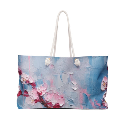 Weekender Bag with Abstract Cherry Blossom Drawing: Embrace the Serenity