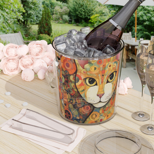 Art Nouveau Revival: Klimt-Inspired Ice Bucket with Tongs