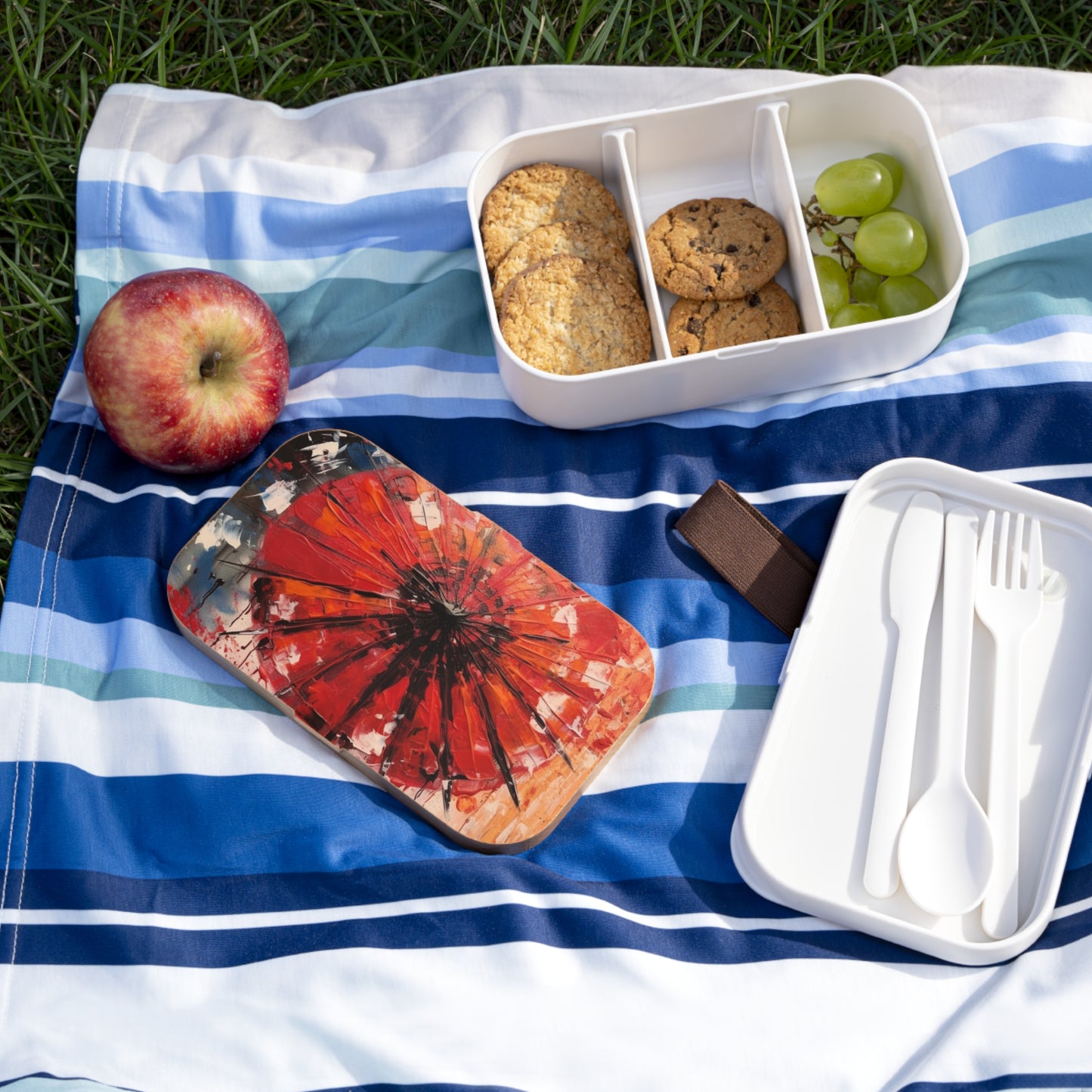 Abstract Japanese Umbrella Art Bento Box: Where Art and Practicality Meet