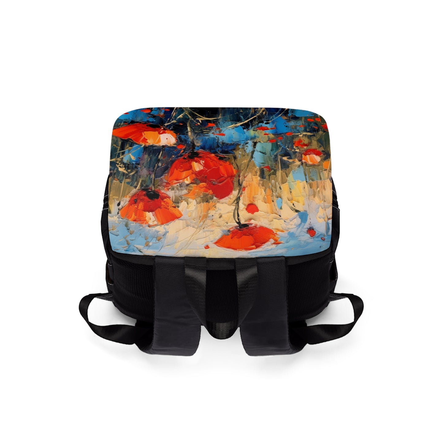 Unisex Casual Shoulder Backpack Paradise: Abstract Poppy Artwork and Flower Drawings