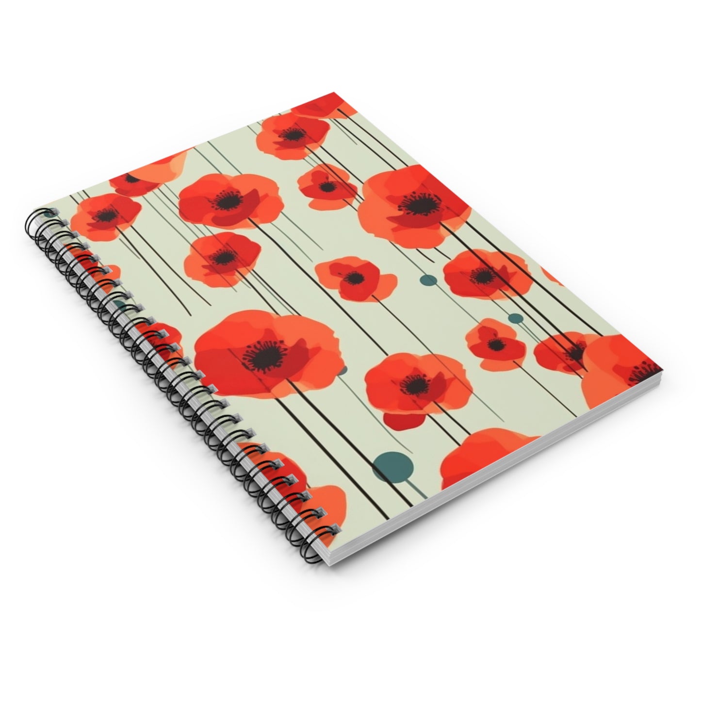 Artistic Delight: Modern Art Spiral Notebook Inspired by Gustav Klimt's Poppies