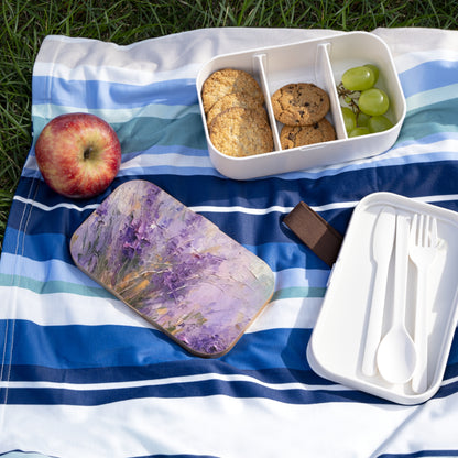 Lavender Elegance: Bento Box with Delicate Flower Drawings