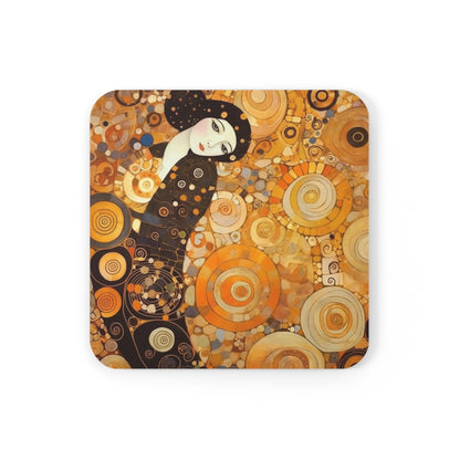 Sensual Symmetry: Corkwood Coaster Set Embodying the Essence of Symbolism in 19th Century Art