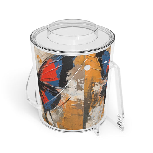 Bauhaus-Inspired Butterfly Wings: Ice Bucket with Tongs for Abstract Art Enthusiasts