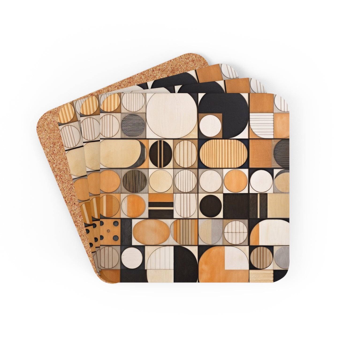 Earthy Circles Corkwood Coaster Set