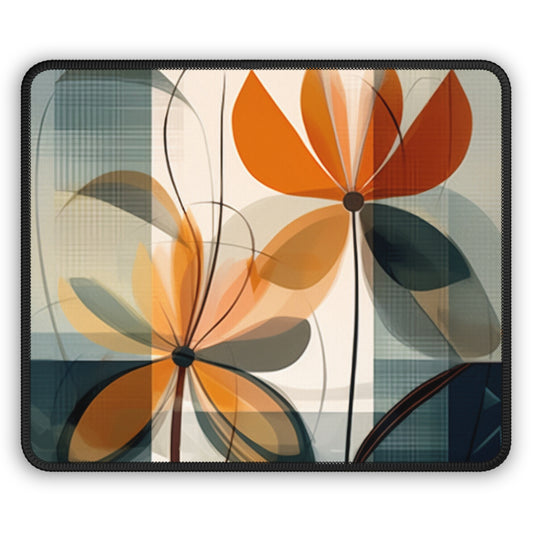 Botanical Chic: Flower Drawings and Minimalist Gaming Mouse Pad Design with Midcentury Flair