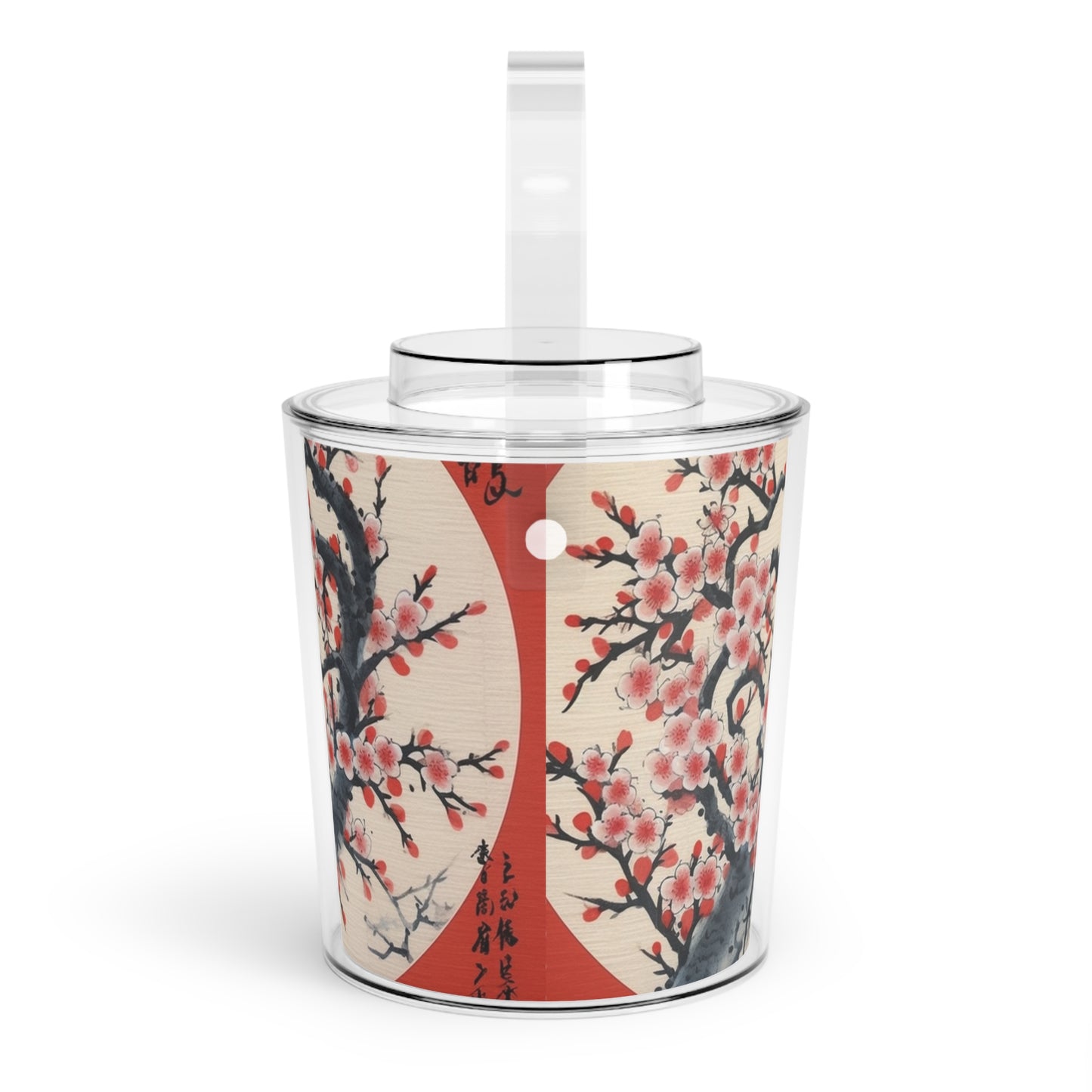 Enchanting Petal Symphony: Ice Bucket with Tongs Celebrating Cherry Blossom Tree Drawings