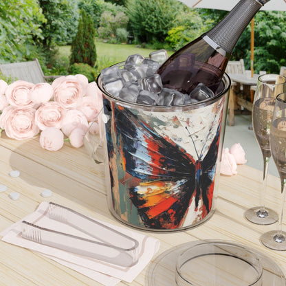 Ice Bucket with Tongs with Bauhaus-Inspired Butterfly Drawing: A Harmonious Blend of Art and Functionality